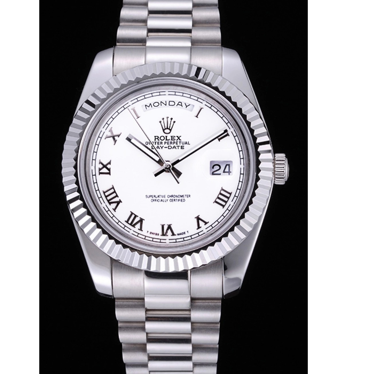 Aaa replica watch Rolex Stainless Dial Day-Date White 622547 Bracelet Steel 0707